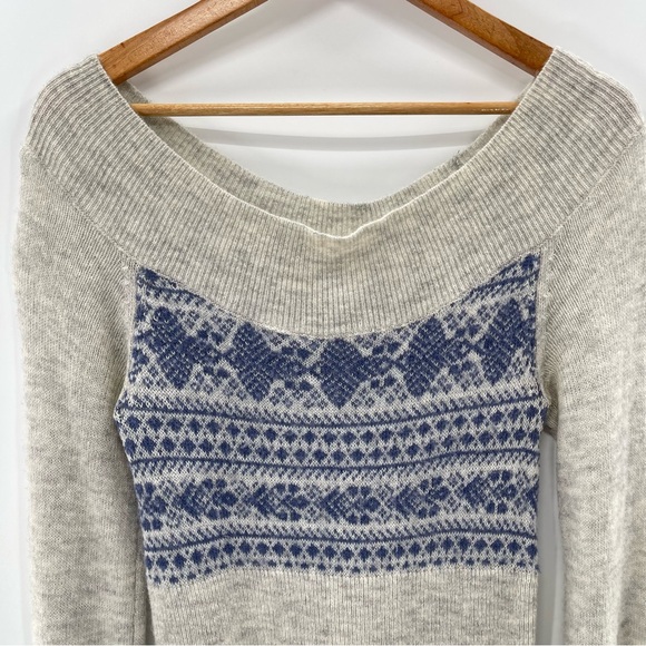 Free People Wool Blend Fair Isle Scoop Neck Sweater Size Medium Boho Indie - Picture 2 of 9